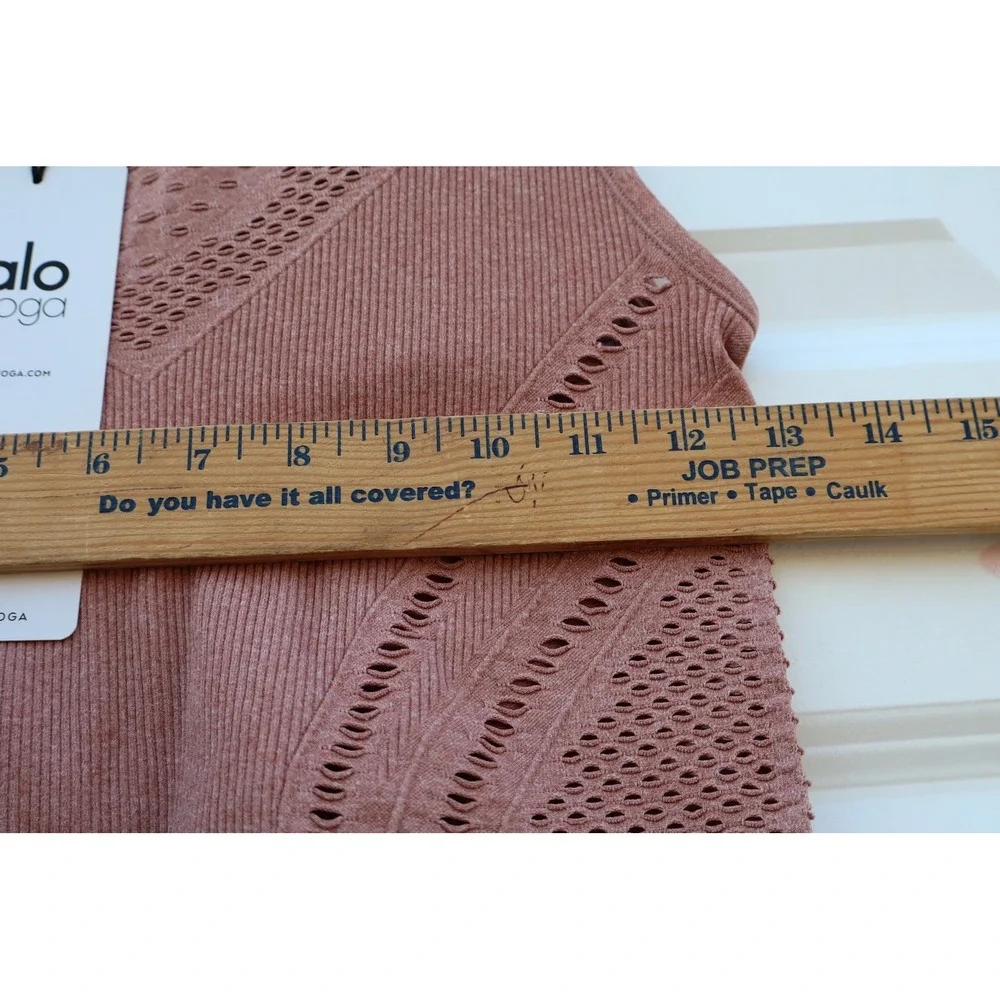 Alo Yoga Siren Tank Top Dusty Rose Pink Ribbed Pointelle Laser Cut NWT SIZE S